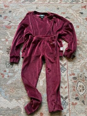 Roots Kids Burgundy Crewneck Sweatshirt and pants set